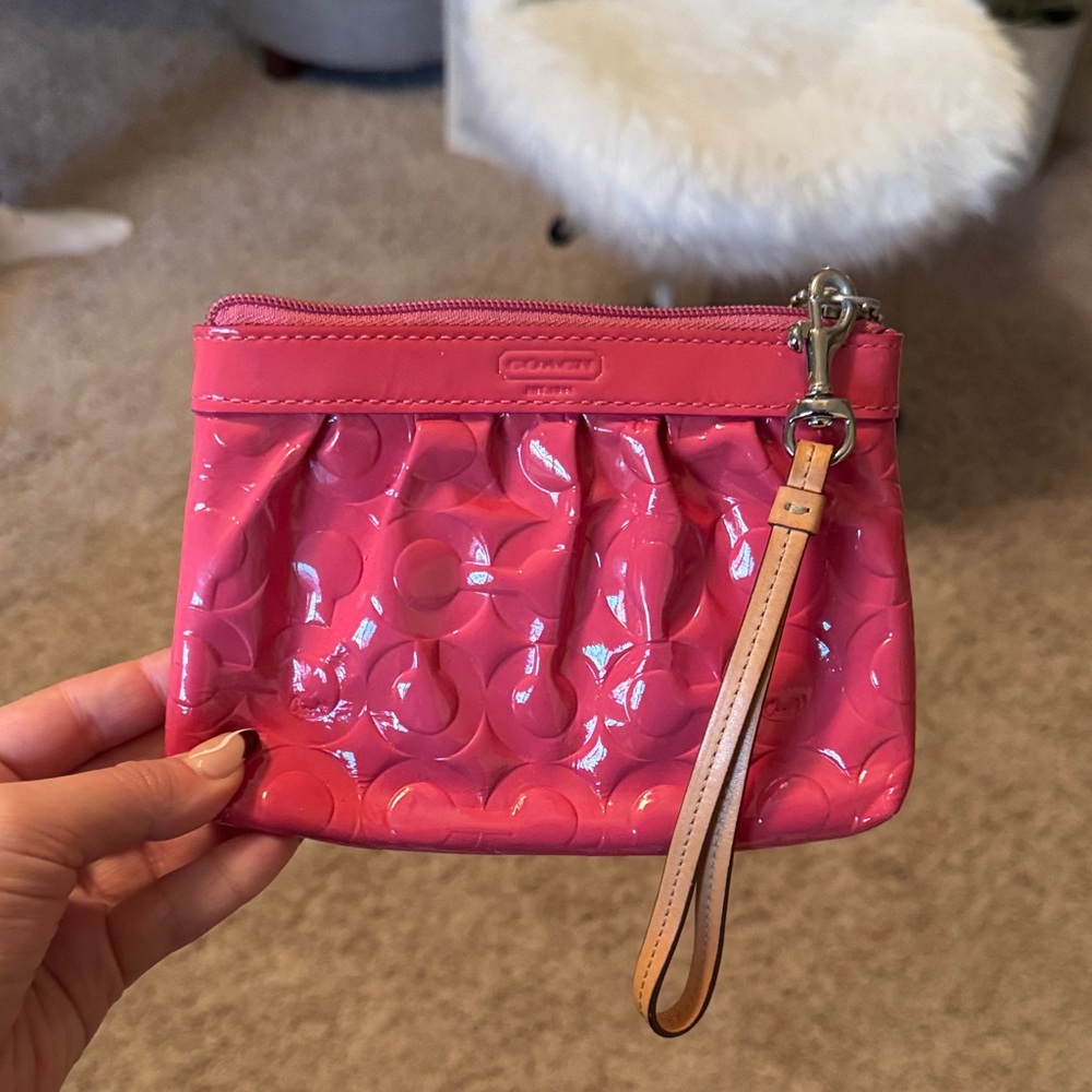 Coach Glossy Pink Wristlet